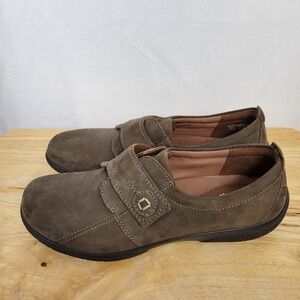 Hotter Sugar Womens Comfort Loafers Sz 10 Brown Nubuck Leather Casual Minimalist
